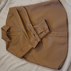 Babaton brown leather coat